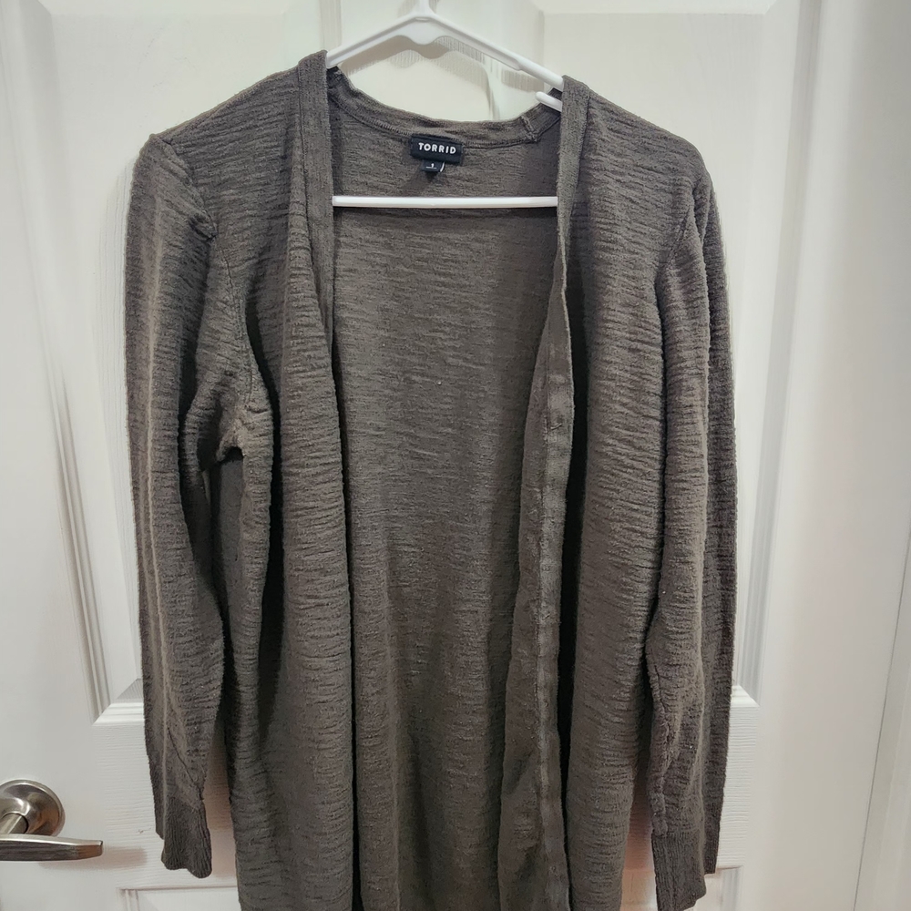 Torrid Olive Open Front Knit Cardigan